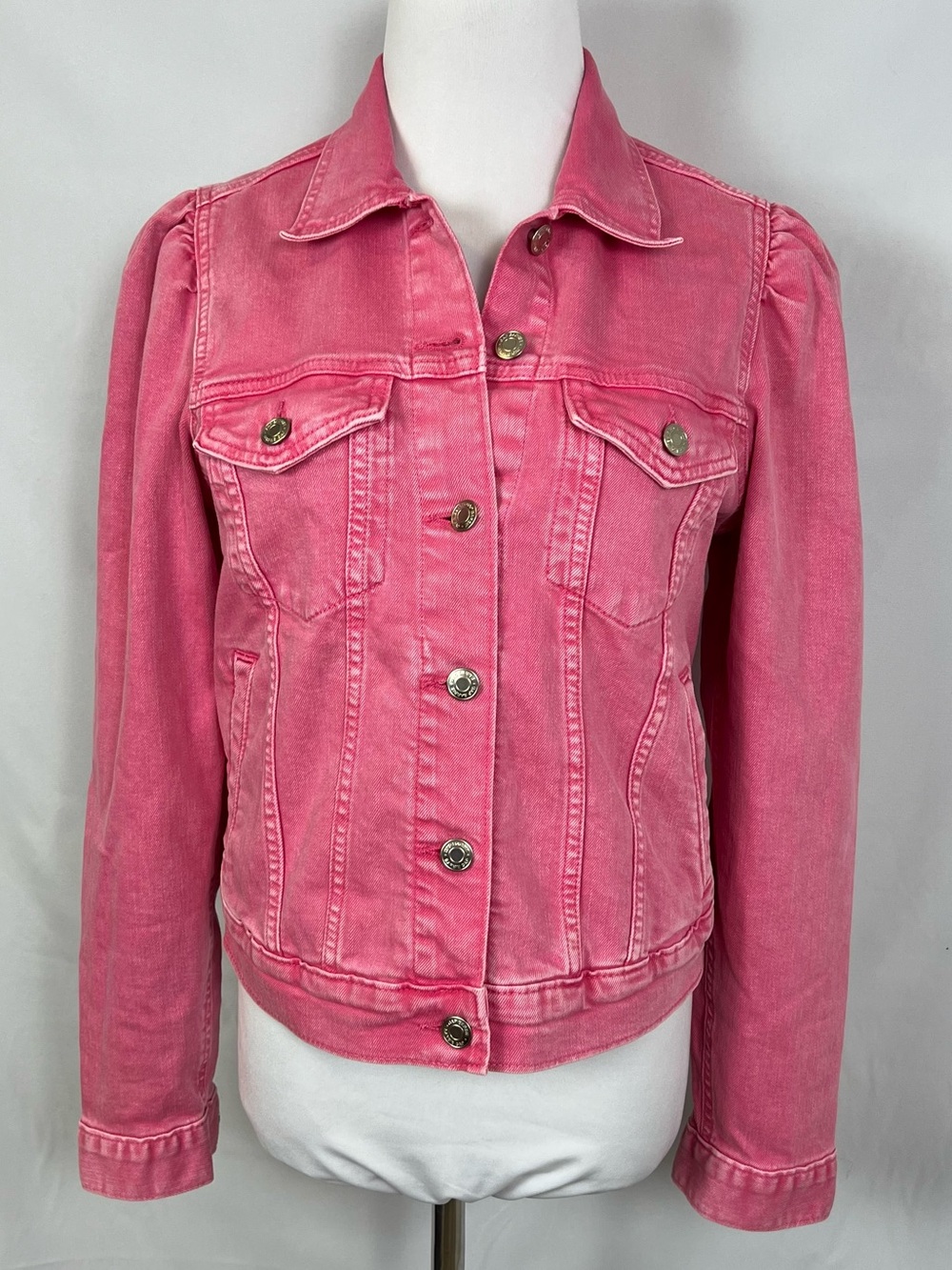 Barbie x GAP Pink Women's Denim Jacket with Button Front